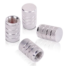 Premium Aluminum Tire Valve Stem Caps - Universal Dustproof Caps (Silver)