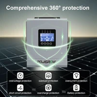 POWGROW Onduleur Solaire Hybride 12KW 48VDC Onde Sinusoïdale Pure 24V 220V 160A avec Contrôleur de Charge MPPT et Convertisseur Hors Réseau WIFI 3