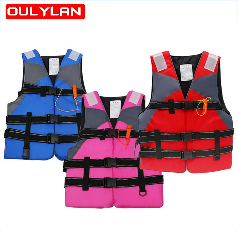 

Oulylan Adult Children Swimming Life Jacket Adjustable Buoyancy Survival Suit Polyester Children Life Vest With Whistle Outdoor