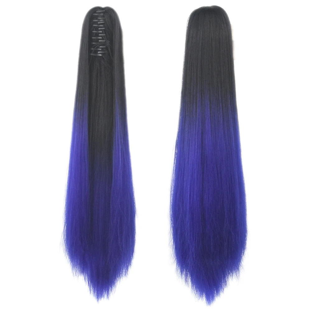 24'' Straight Synthetic Hair Clip In Hair Extension Red Pink Claw Ponytail Hairpieces Pony Fairy Tail Queue De Cheval fake hair extensions