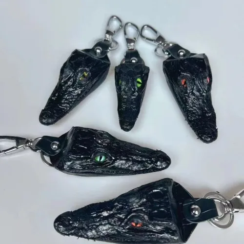 Crocodile Head Men's Keychain New Car Key Pendant Personal Small Genuine Leather Waist Pendant Real Crocodile 40
