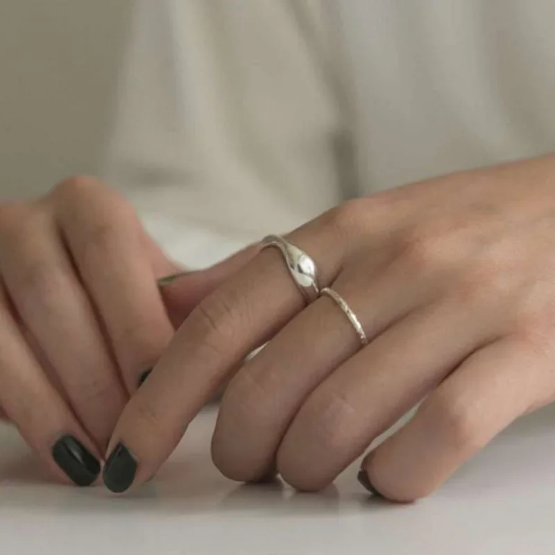 New Arrival Jewelry Geometric Stainless Steel Irregular Wavy Finger Ring for Women 4