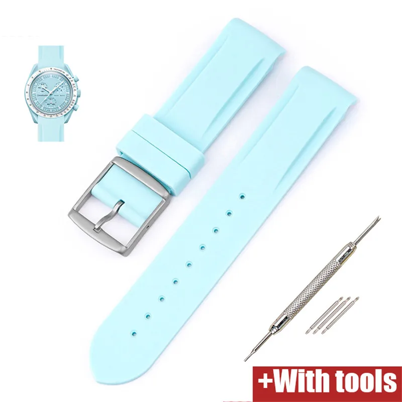 Premium 20mm Curved Rubber Strap - Waterproof Sports Watch Band