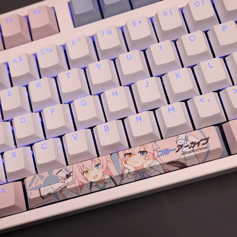 Anime Gaming Teclado Backlit Arquivo Azul Takanasi Keycap Hosino Pbt Dye Subbed 61 87 104 108 Layout Set - Imagem 5