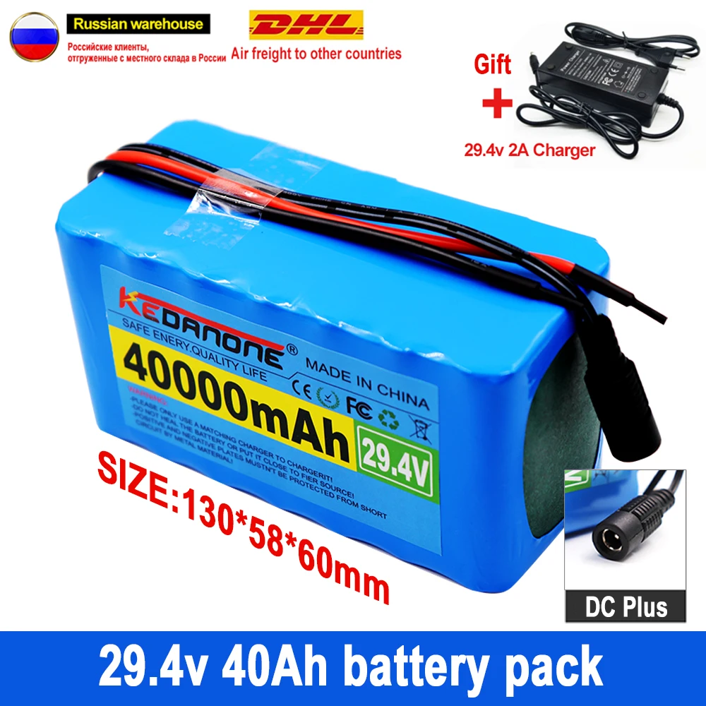 

Electric Bike Moped 24V 30Ah 7S3P 18650 Li-ion Battery Pack 29.4V 40000mAh Electric Scooter Li-Ion Battery Pack + 2A Charger