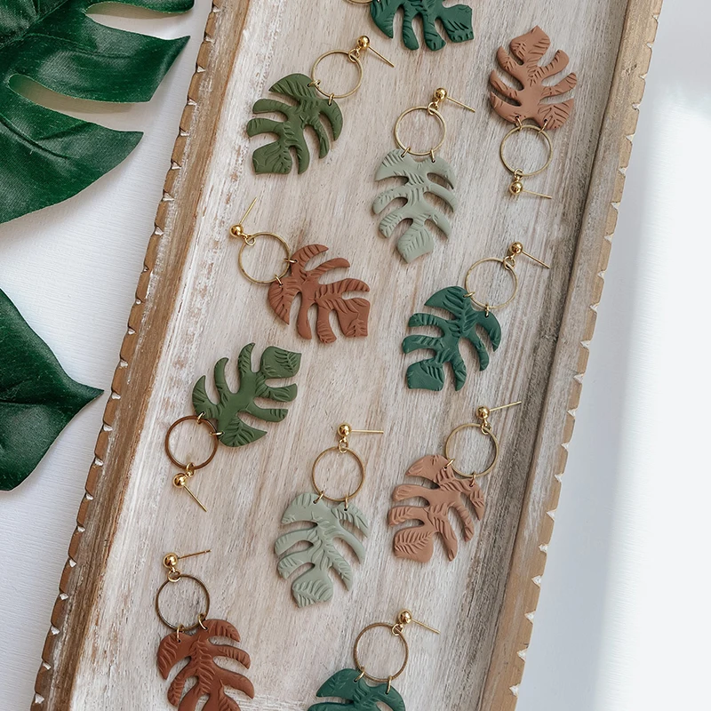 Soft Pottery Earrings Polymer Clay Cutters Handmade Plant Earring Clay Molds DIY Ocean Style Earring Jewelry Pendant Tools silicone mold polymer clay cutter