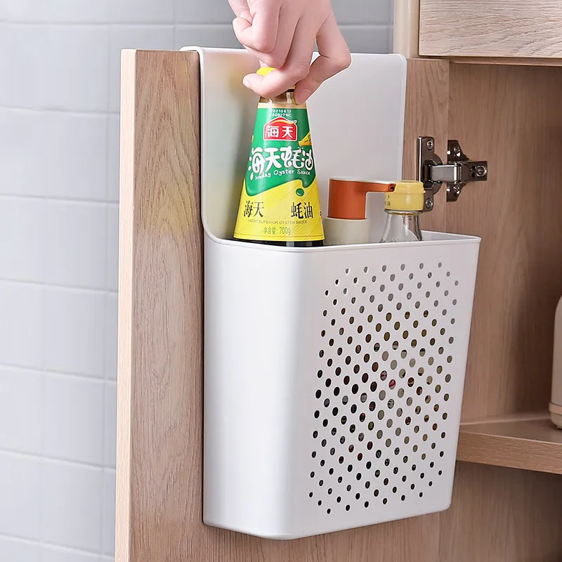 Kitchen Cabinet Door Storage Ra Preservation Film Bag Hook In-Door Basket Organizer Japanese Sle Pure Color Foldable Net