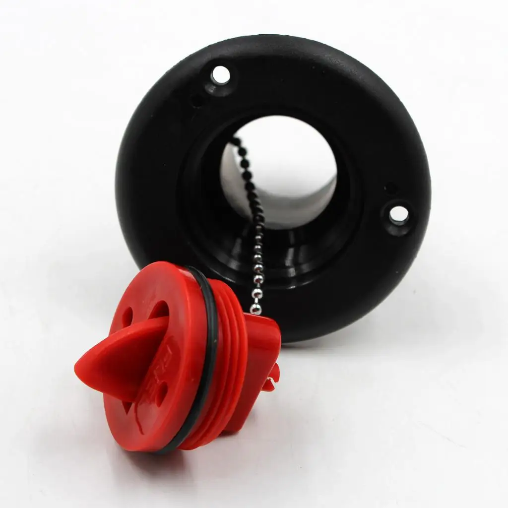 MagiDeal Black Nylon 38mm 1 1/2' Fuel Gas Deck Filler & Red Cap Flush Mount for Boat