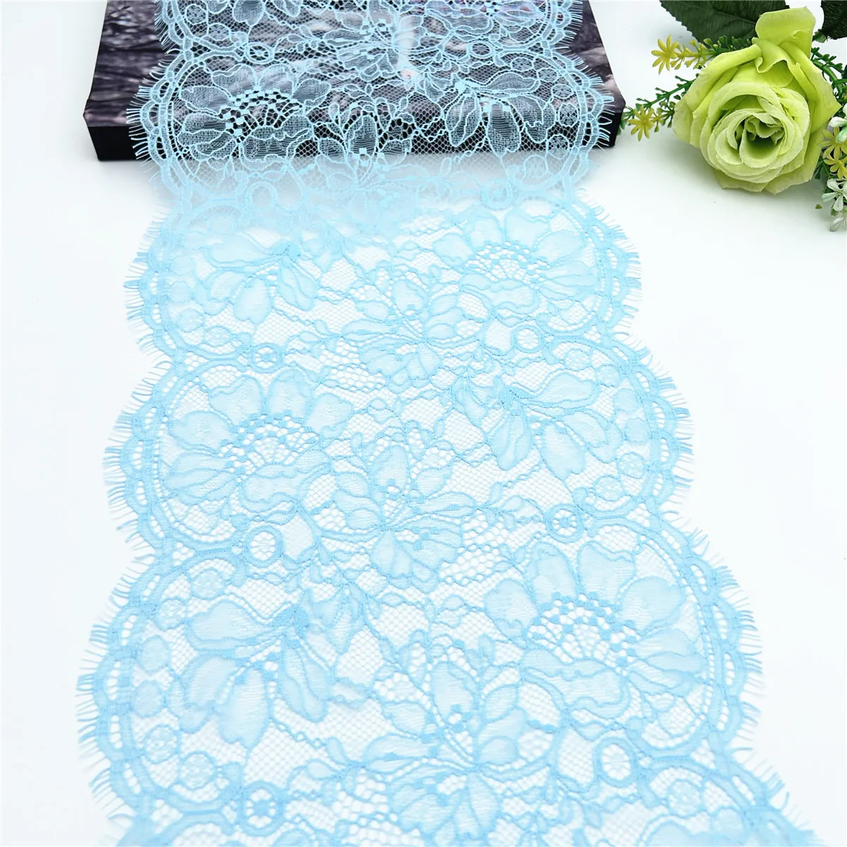 3y/lot Width 9 inch 23cm Sky Blue Underwear Lace Eyelash Trim Lingerie Sewing Craft DIY Apparel Fabric Bra Lace Non-Elastic 1