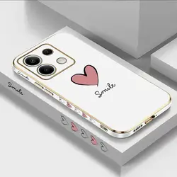 Luxurious Big Red Heart Plating Phone Case Cover for Redmi Note 13ProPlus (White)