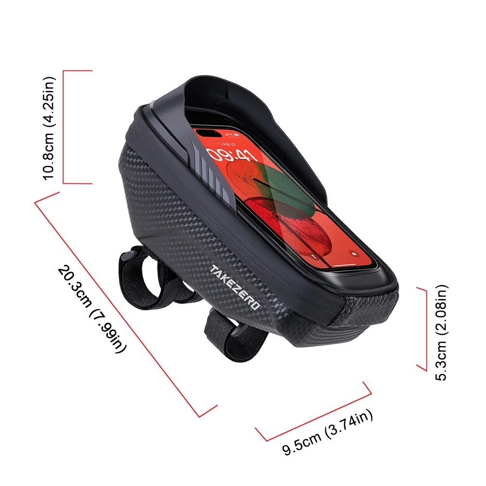 1L Bicycle Front Frame Bag Waterproof Bike Top Tube Bag Support Touch Screen Sun Visor Bike Frame Bag for Smart Phones 4.7-6.8in