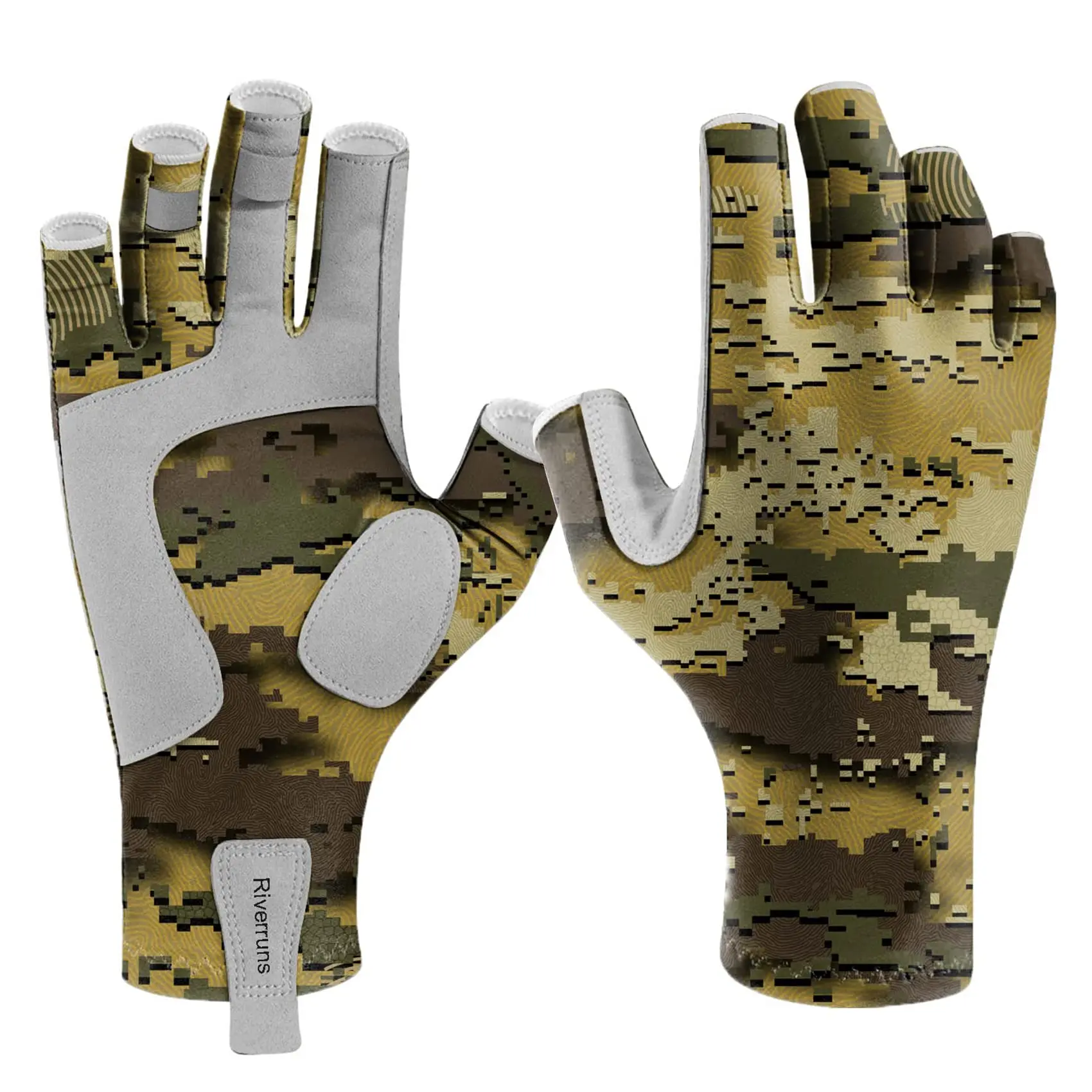Men's Camo Hunting Gloves - Lightweight Fingerless Touchscreen Gloves For Fishing & Outdoor