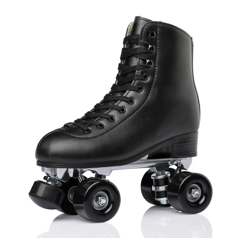 Adult Double Row Roller Skates 4Wheel Skates Quads PU Wheel Metal