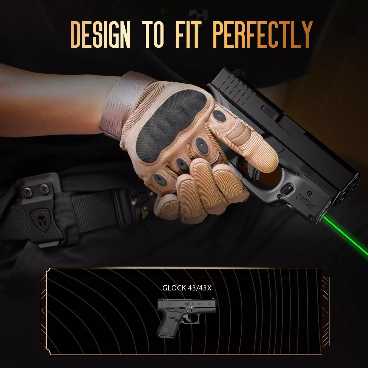Laser Sight Only Fit Glock 43/43X Green / Rrd Not provide battery Not fit G43X with Rail OR G43X MOS Kydex Holster Beam Sight