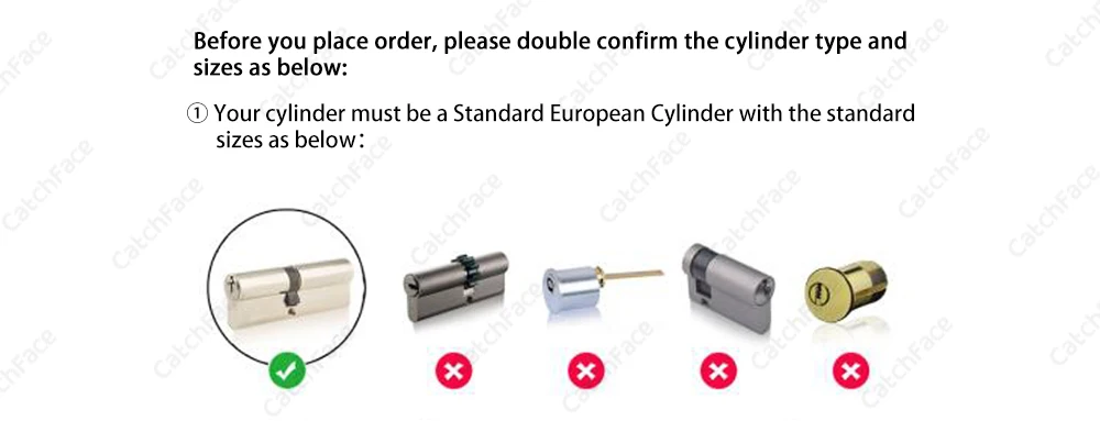 Catchfcae New Adjustable Replacement Tuya APP Fingerprint Cylinder Electronic Sm