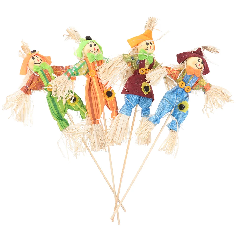 

Mini Scarecrow Stick Standing Decorations Garden Stake Fall Harvest Thanksgiving Party Ornament Home Garden