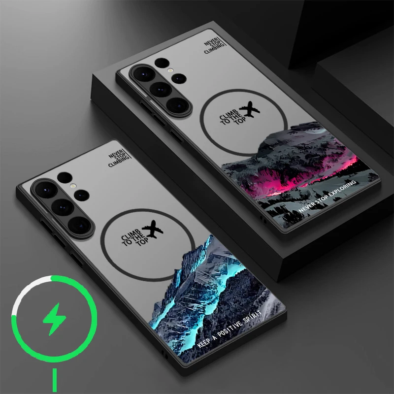 Airplane Snow Mountain Magnetic Matte Phone Case Cover