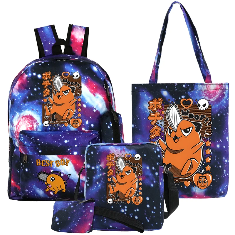 

Pochita Kawaii Backpack Anime Chainsaw Man School Bags Cute Women's Handbag 5pcs/set Travel Knapsack College Bag Bolsa Feminina