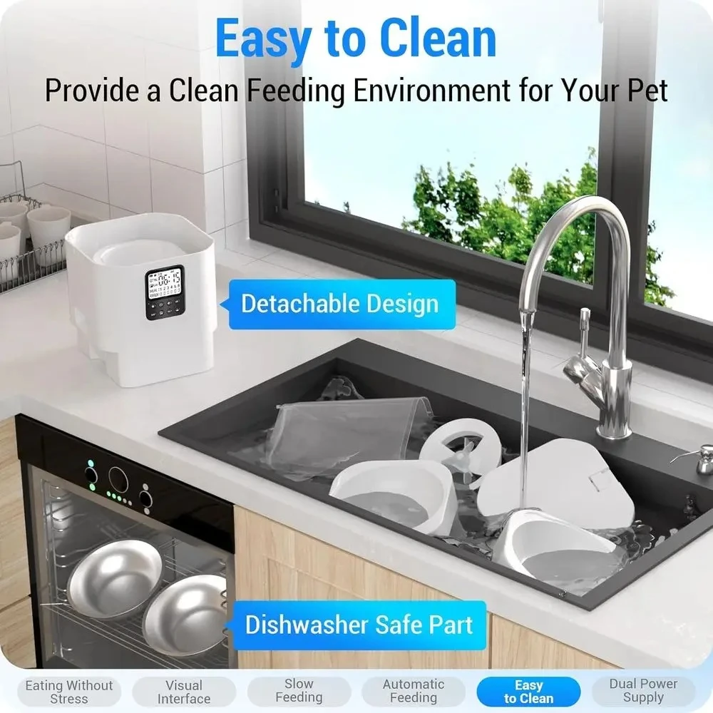 Timed Automatic Cat Feeder for 2 Cats with Slow Feed