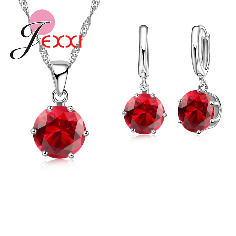 Jewelry Set CZ Silver Necklace Earrings