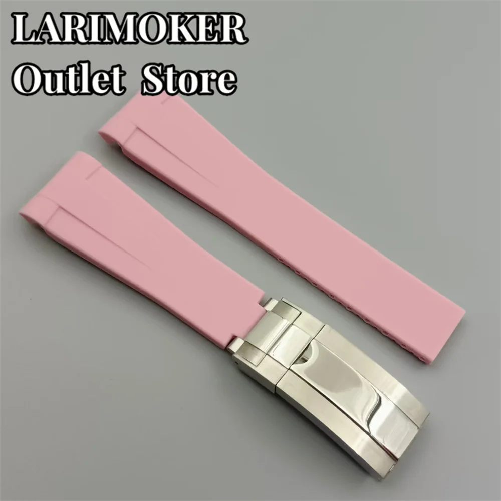 20mm Multi-Color Rubber Watch Strap with Stainless Steel Buckle
