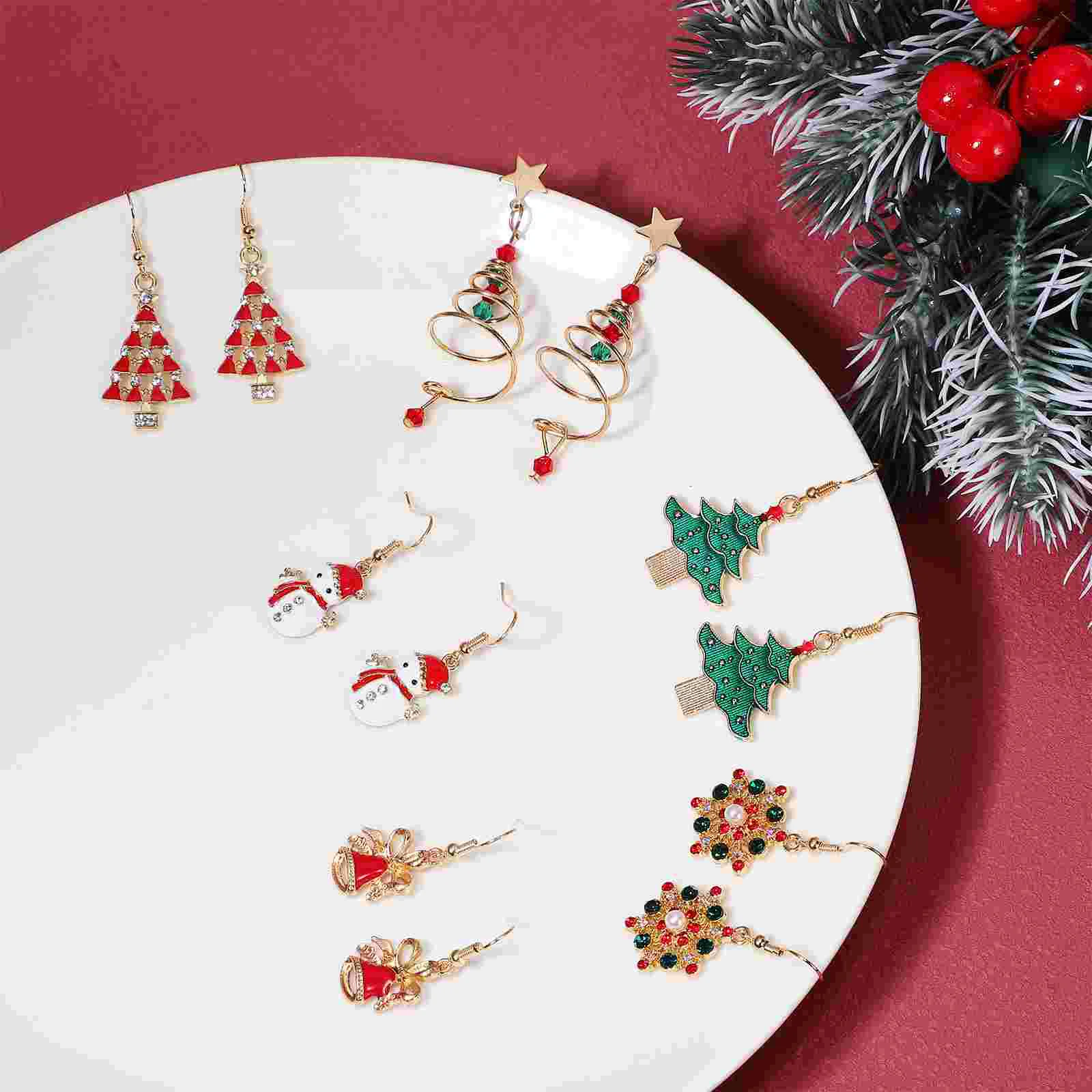 6 Pairs Christmas Snowman Earrings Drop Personality For Women Decor Alloy Teen Girls