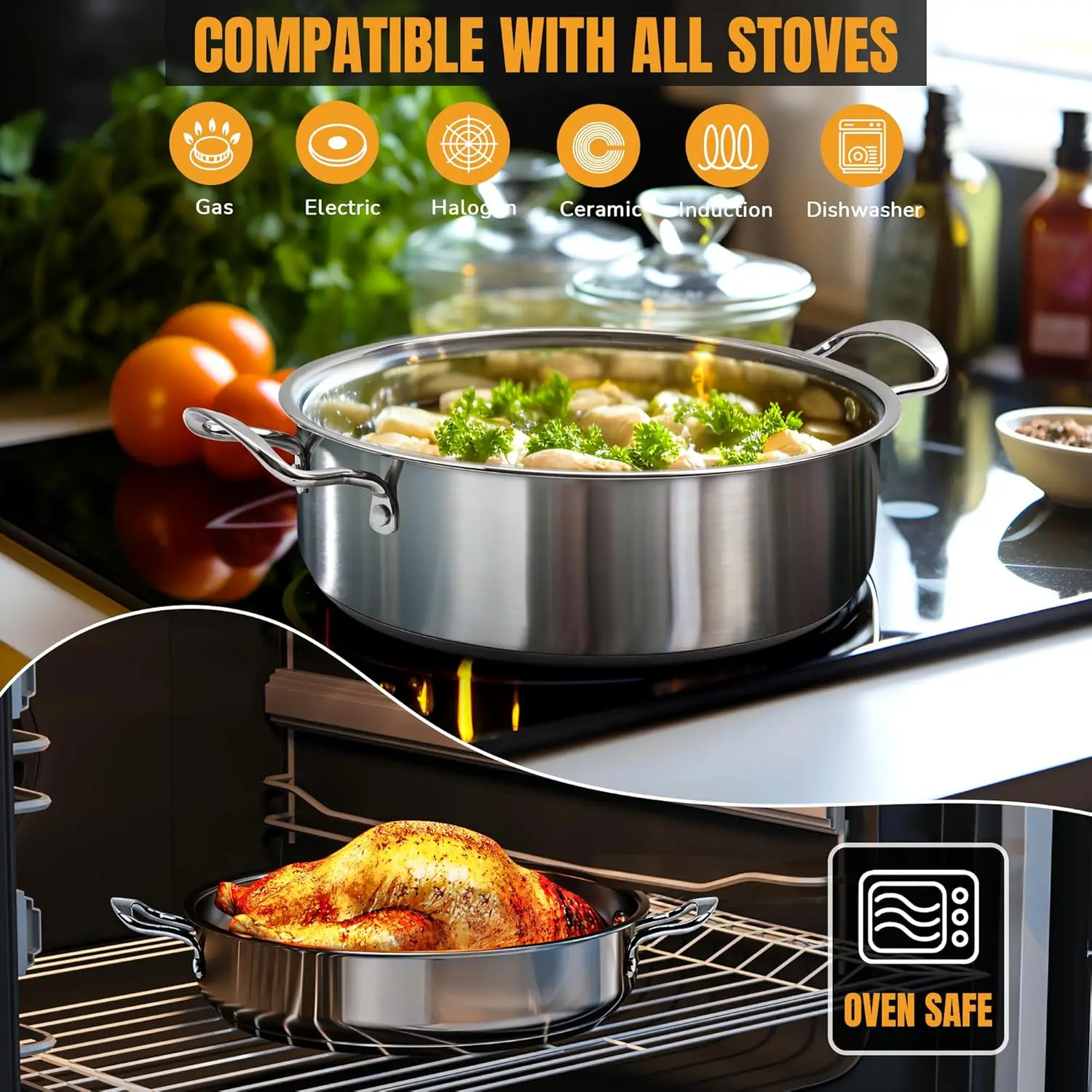 6-Piece Nonstick Stainless Steel Cookware Set 5