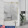60x60 Frameless Sliding Tub Door Handle Glass Bathtub Shower Door 5/16" 8mm Clear SGCC Tempered Adjustable Walk-in Stainless 1