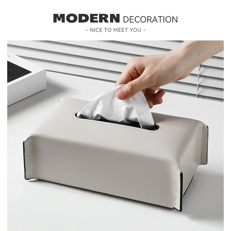 Leather Tissue Box Napkin Case Luxury Paper Cover Car Living Tissue Paper Holder Desktop Home Tabletop Decoration 6