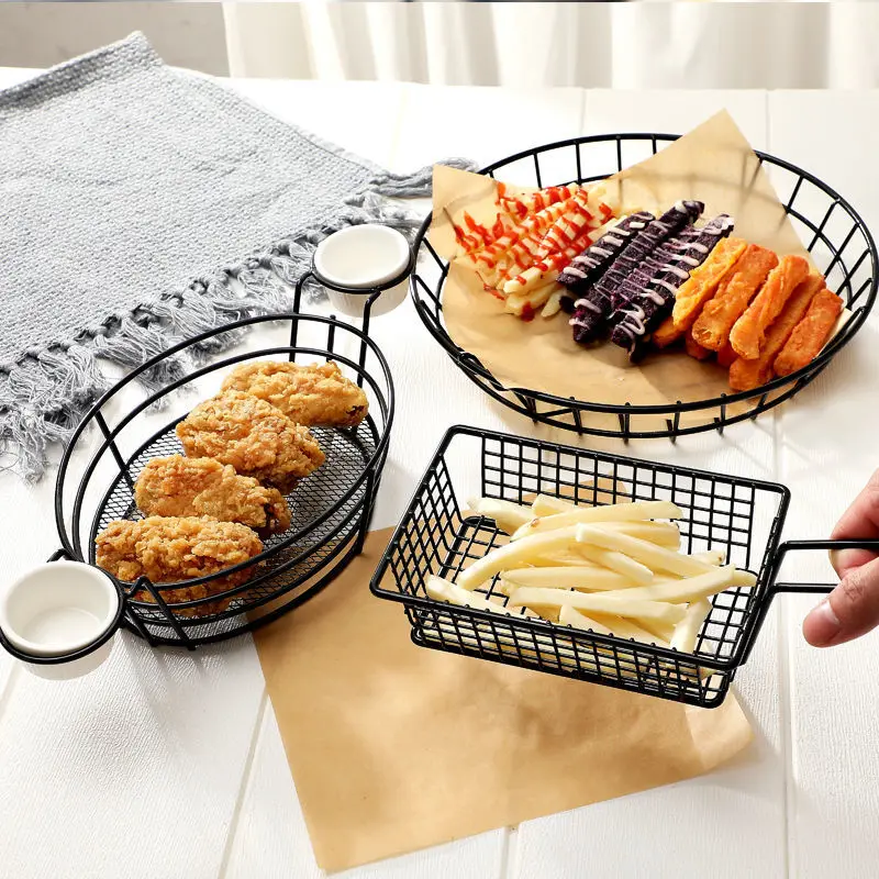Creative Stainless Steel Fried Food Dish Fried Chicken Wings Plate Bar and Restaurant Snack Basket