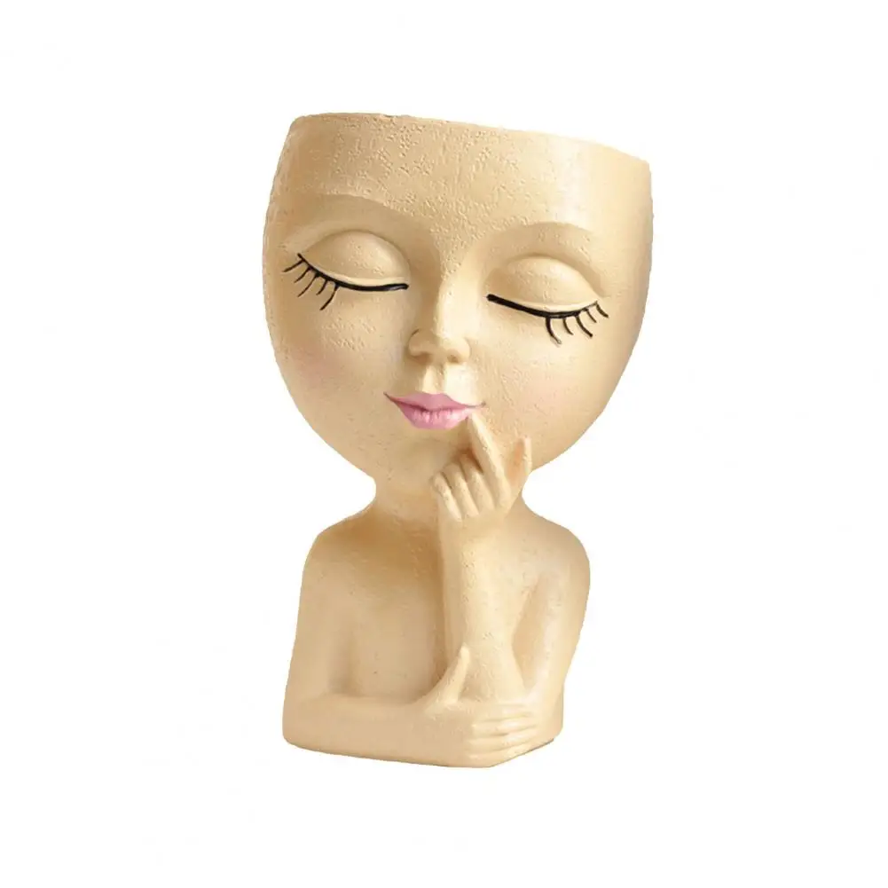 3d Face Planter Resin Flower Pot Resin Women Head Planter Pot with Drainage Hole for Indoor Outdoor Plants 3d Figurine Flowerpot 6