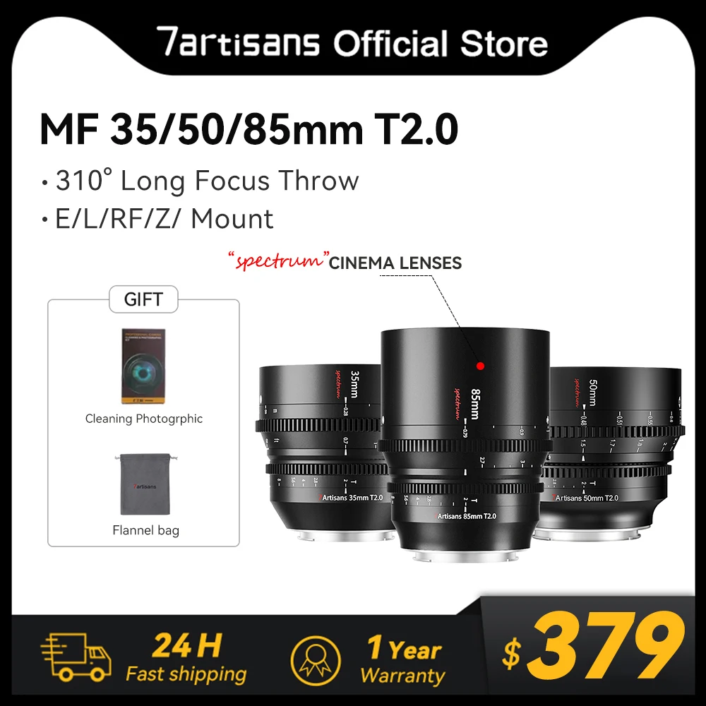 7Artisans 35Mm 50Mm 85Mm T2.0 Full Frame Cinema Spectrum Lenti Per Sony E Zve10 Fx3 Fx6 A6000 Leica Tl Tl2 Cl Sl Sigma Fp Fpl Panasonic S5C S1Ks5 S1 N