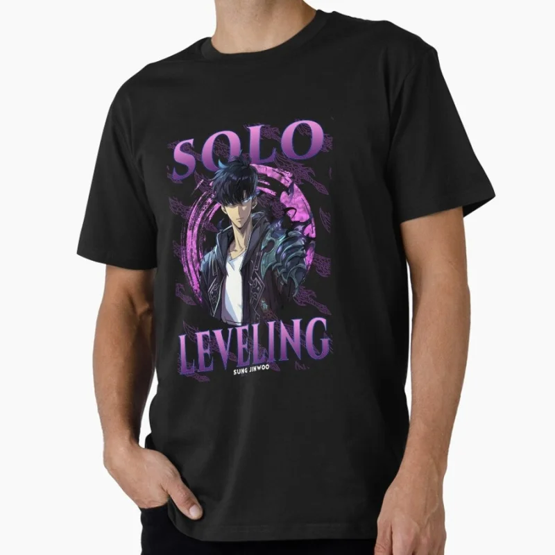 Solo Leveling - Sung Jinwoo Anime Geschenk-T-Shirt, 100 % Baumwolle, bedruckt, grafische Kleidung, Y2K-Kleidung, Cartoon-T-Shirt, alle Größen, Oberteile S-6XL