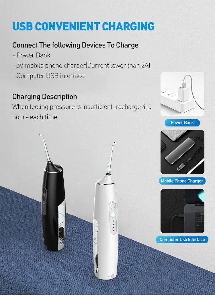 Description Picture 4 of itemHigh Quality Water Flossers Portable Rechargeable Oral Irrigator Water Flosser Cordless Water Flosser Oral Irrigator