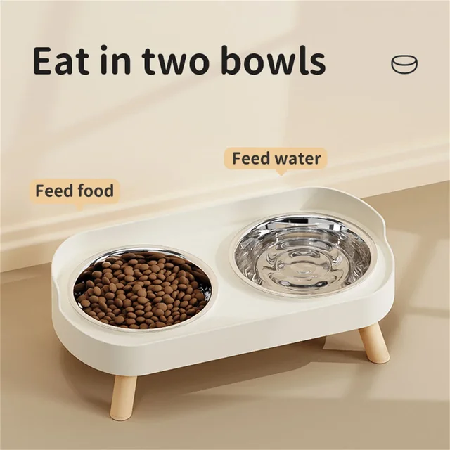 A Colorful Dopamine Pet Double Bowl Fashion Feeding Large Capacity Stainless Steel Dog Bowl Drinking Water Neck Cat Double Bowl 3