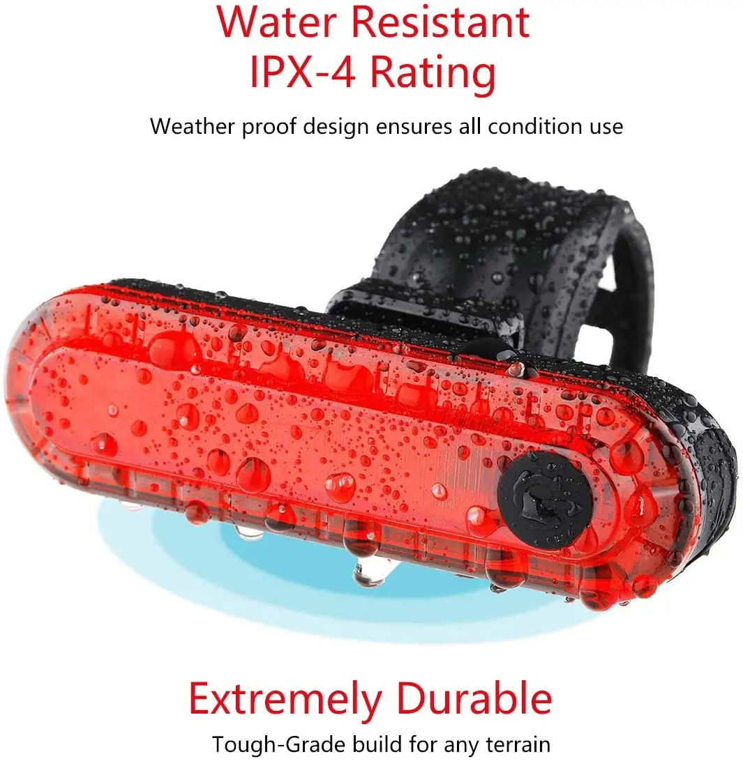 USB 충전식 후방 자전거 미등, 빨간색 울트라 브라이트 미등, 자전거 안전 설치 용이