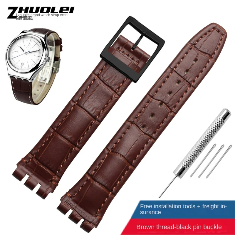 Genuine Leather Watch Strap with Steel Buckle in Multiple Colors