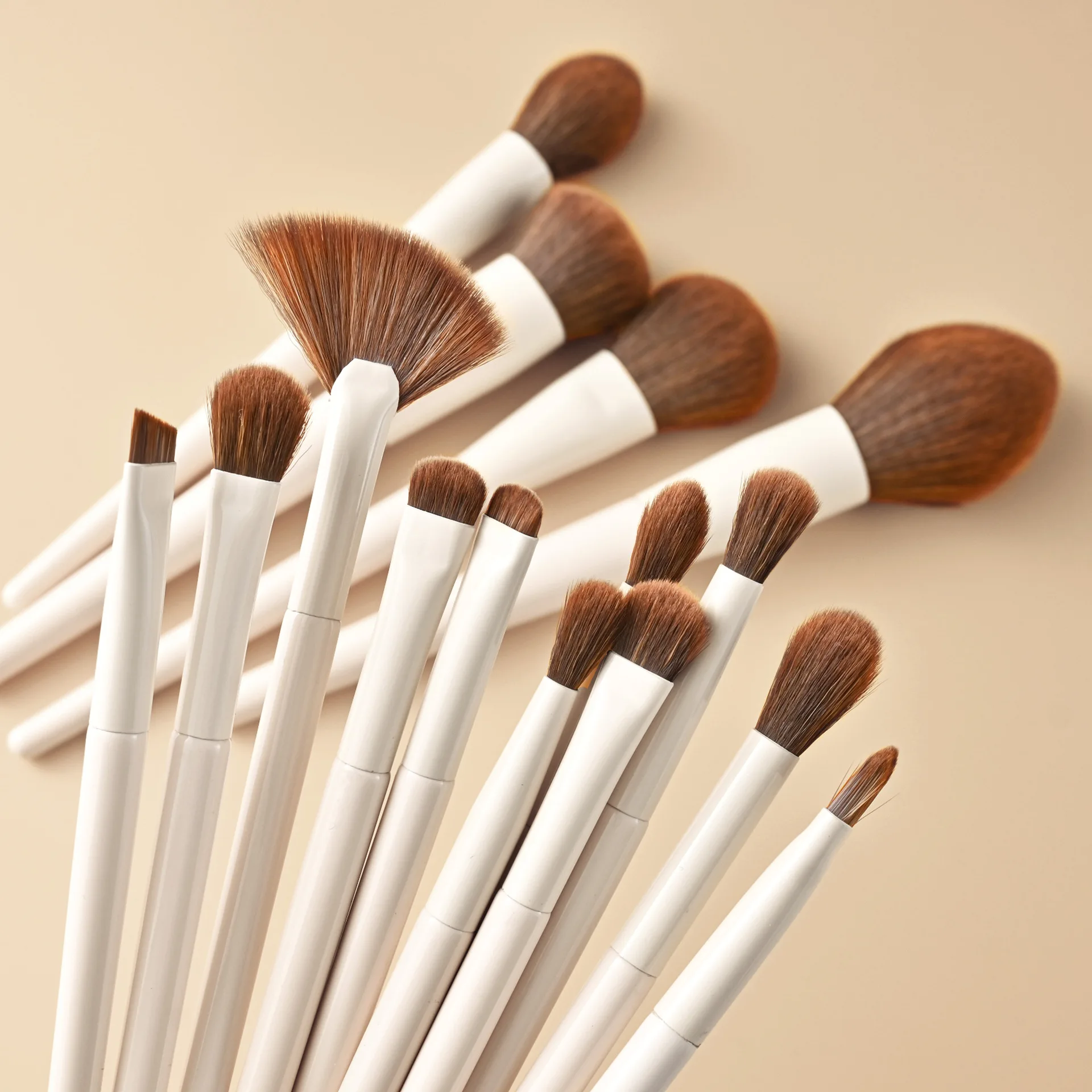 15pcs Makeup Brushes Custom Logo White Color Brown Hair Makeup  Brush Set Private Label Pro Beauty Tools Wholesale 5set/lot 6
