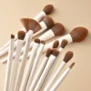 15pcs Makeup Brushes Custom Logo White Color Brown Hair Makeup  Brush Set Private Label Pro Beauty Tools Wholesale 5set/lot 6