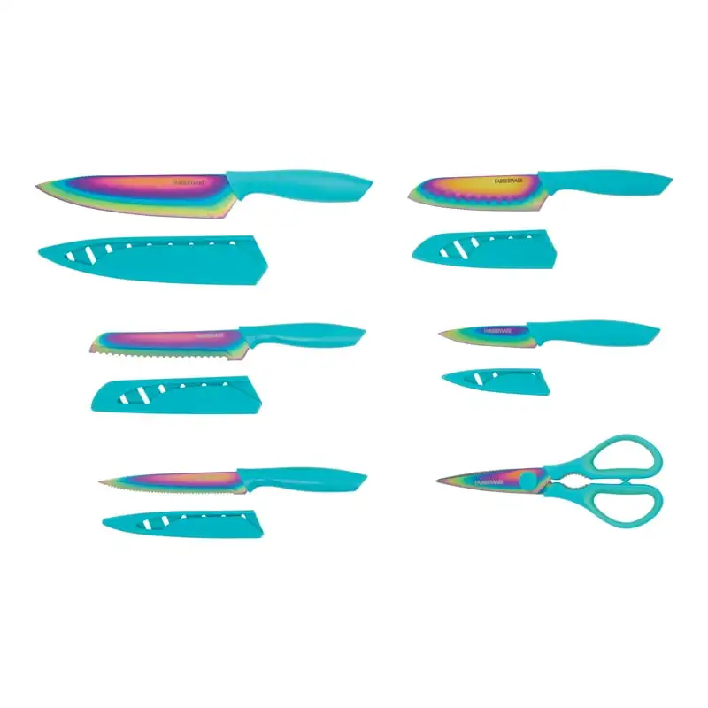 

Teal Rainbow Cutlery Set Steak knives Knife столовые приборы pcs Lunch cutlery set Cubiertos Cubiertos portatil