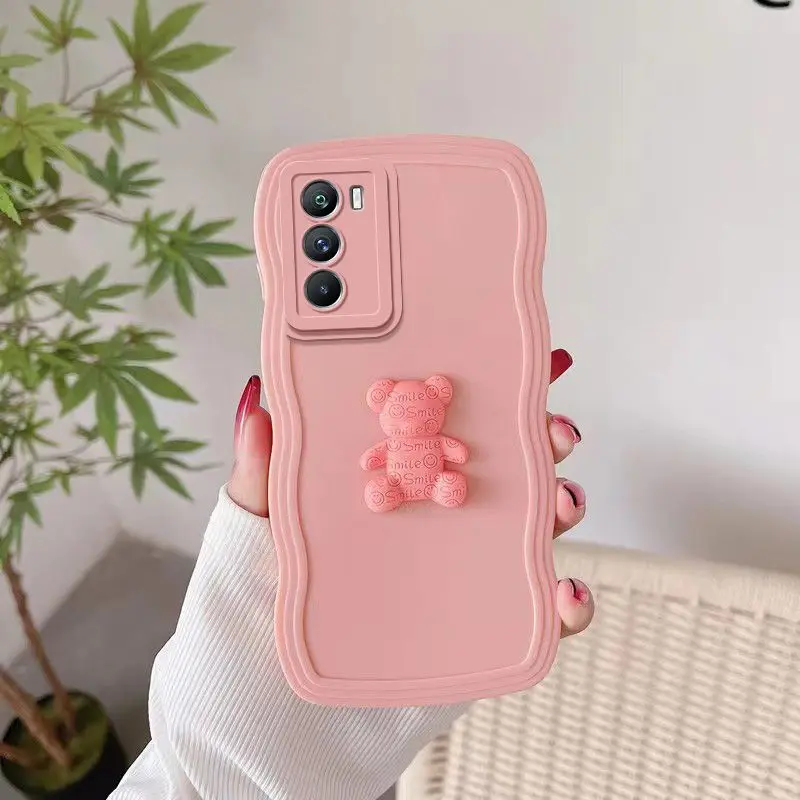 Cute 3d Bear Wave Liquid Silicone Phone Case For Samsung Galaxy_voghion.com