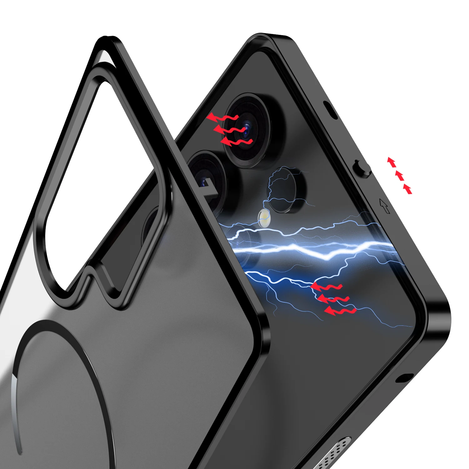 Slim Aluminum Alloy Magnetic Back Cover with Transparent Heat Dissipation Design