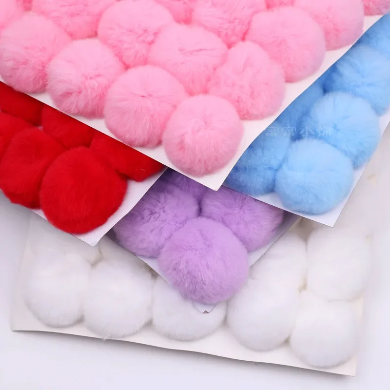 Pom poms craft supplies keychain real fur ball