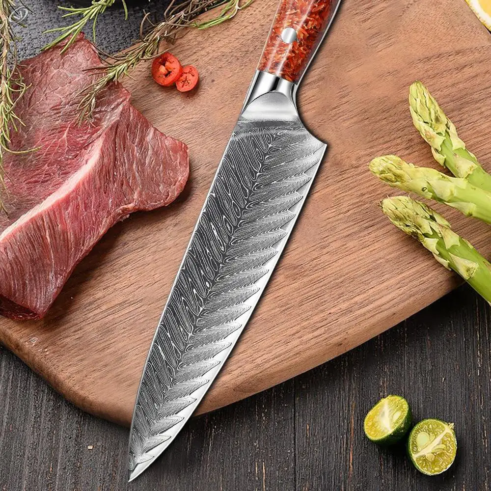 

Damascus Steel Kitchen Knife 67 Layers Of High Carbon Steel Forged For 10,000 Timesforgings High Quality Chef Knife Resin Handle