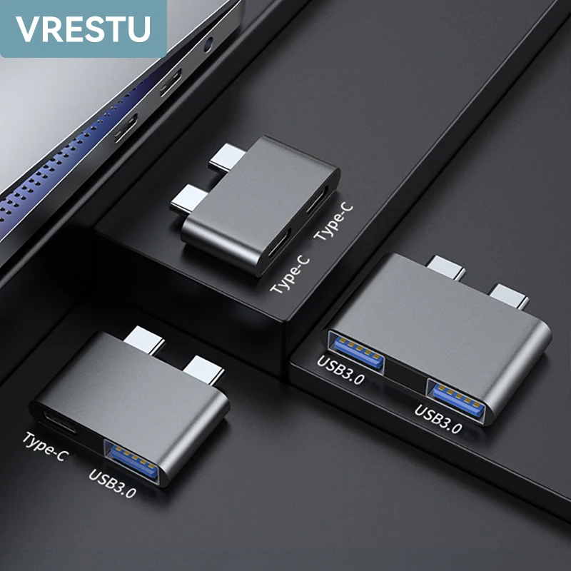 Dual Usb C Hub Adapter Per Macbook Pro Air Docking Station Type-C 100W Pd Usb 3.0 40Gbps Laptop Portable Otg Mini Hab