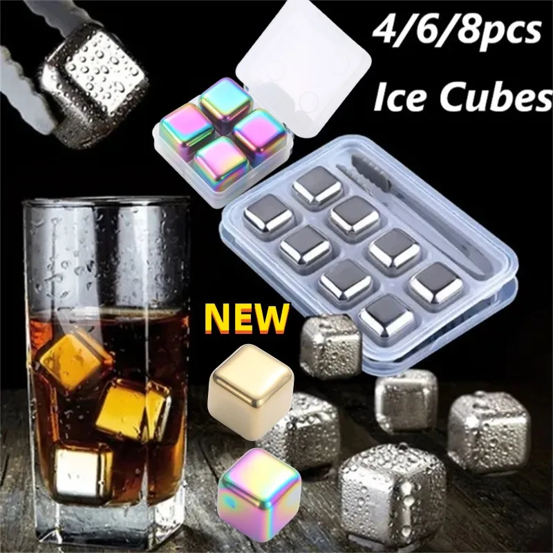 2 Piedras De Whisky De Acero Inoxidable - 64 Cm³, Reutilizables, Para Enfriar Bebidas Sin Diluirlas (Color Dorado)