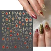 1pcs 3D Bronzing Gold Love Heart Nail Art Stickers Y2K Holographic Stars Sun Sliders Starlight DIY Decals Manicure Decoration 2