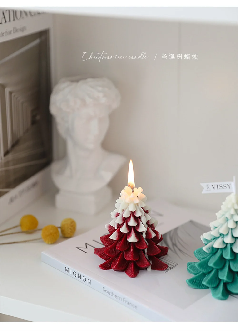 Description Picture 3 of itemNew Christmas Tree Candle Mold DIY Xmas Decoration Handmade Epoxy Resin Silicone Candle Mould Aromatherapy Soap Candle Wax Molds