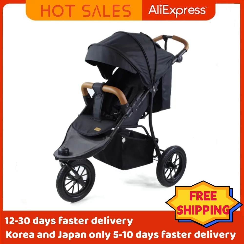 three-wheel stroller shock-absorbing trolley baby and children's light stroller,High view one-key folding three-wheel trolley