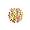 Openwork Pink Purple Golden Blue Daisy Flower Charm Bead Fit Original European Silver 925 Bracelet Necklace DIY Women  Jewelry 3